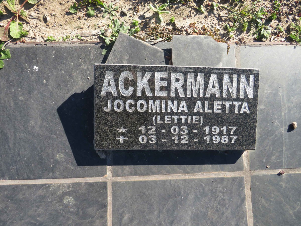 ACKERMANN Jocomina Aletta 1917-1987