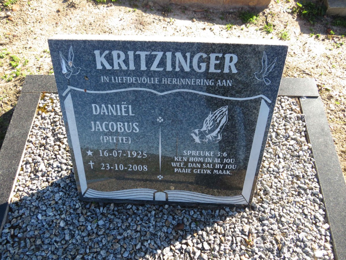 KRITZINGER Daniel Jacobus 1925-2008