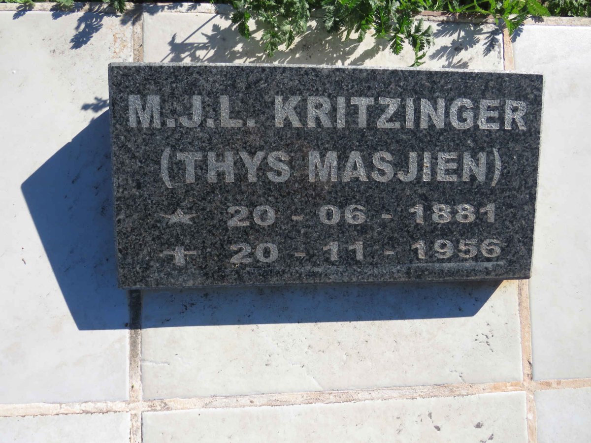 KRITZINGER M.J.L. 1881-1956