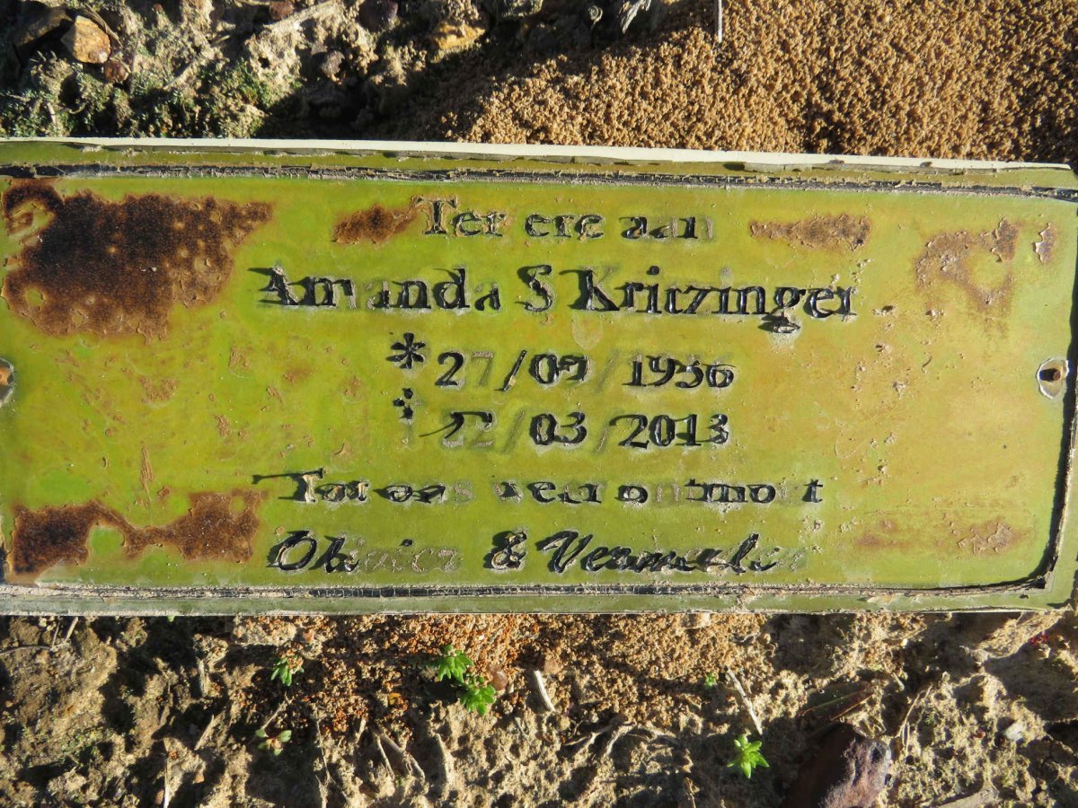 KRITZINGER Amanda S. 1936-2013