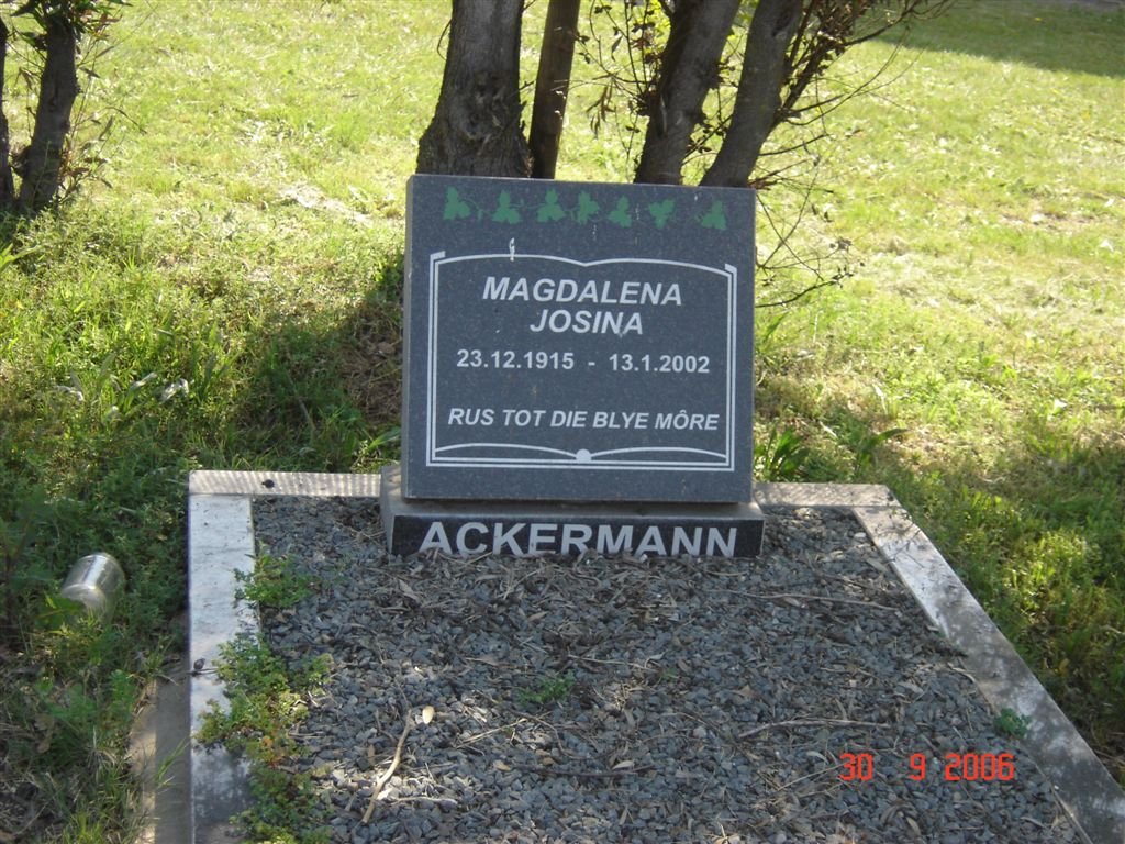 ACKERMANN Magdalena Josina 1915-2002