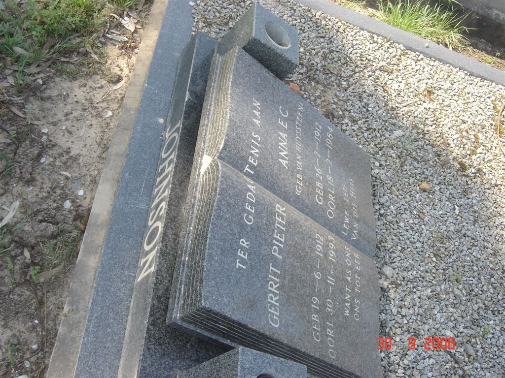 JOHNSON Gerrit Pieter 1912-1993 &amp; Anna E.C. VAN HUYSSTEEN 1912-1984 _1
