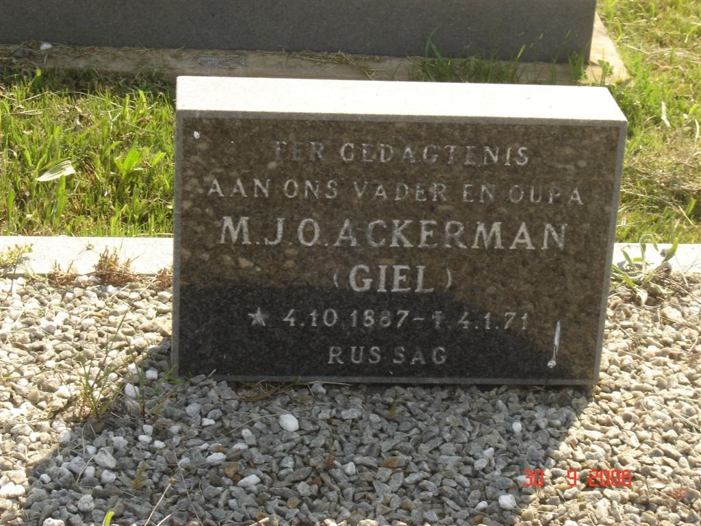 ACKERMAN M.J.O. 1887-1971