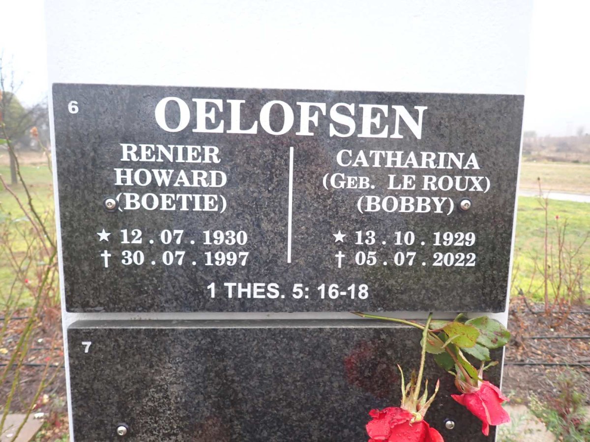 OELOFSEN Renier Howard 1930-1997 & Catherina LE ROUX 1929-2022