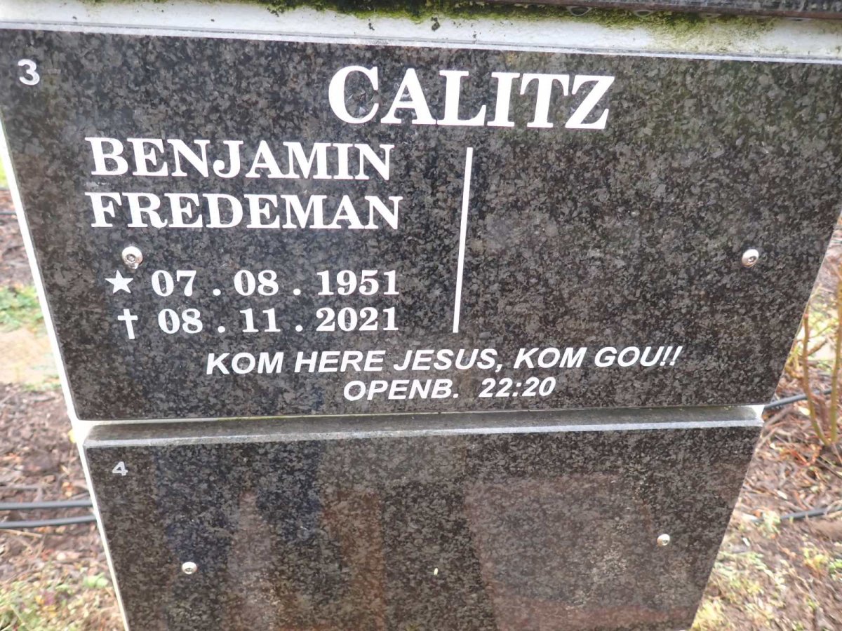 CALITZ Benjamin Fredeman 1951-2021