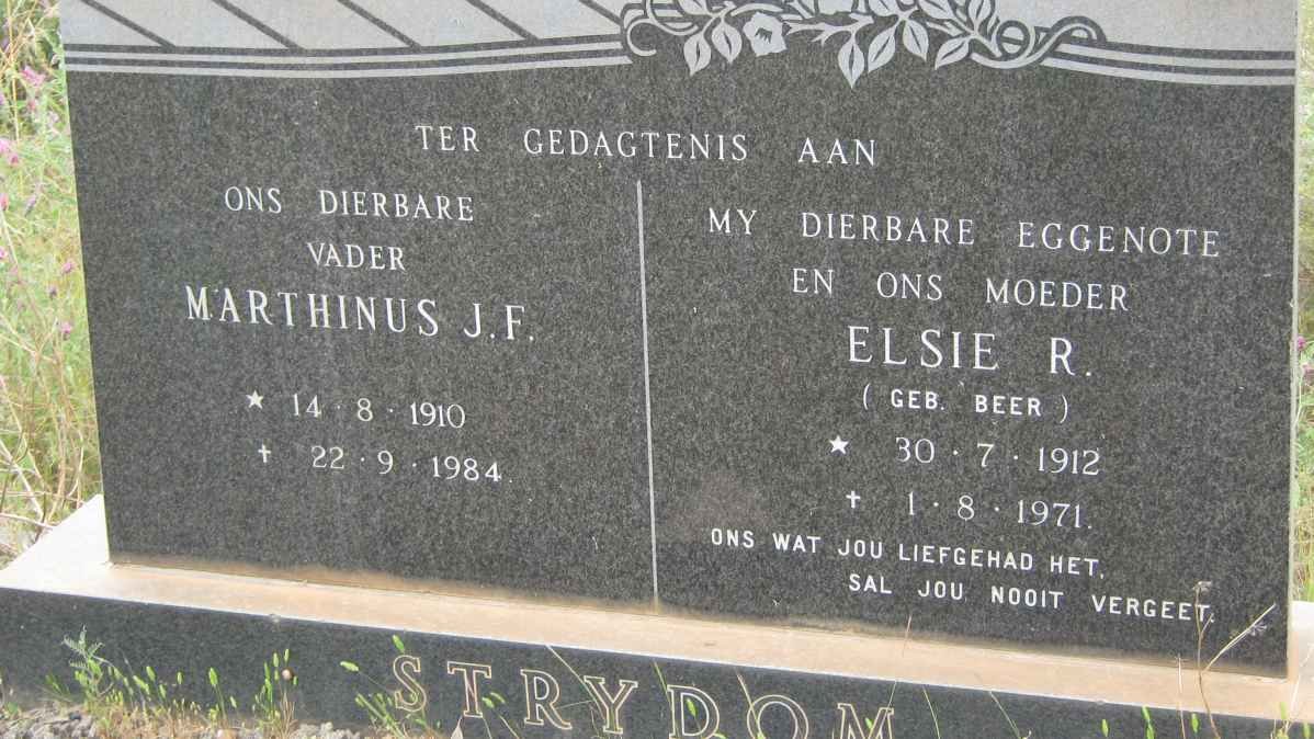 STRYDOM Marthinus J.F. 1910-1984 Elsie R. BEER 1912-1971