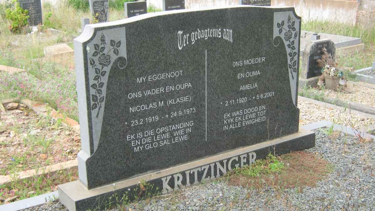 KRITZINGER Nicolas 1919-1975 &amp; Amelia 1920-2001