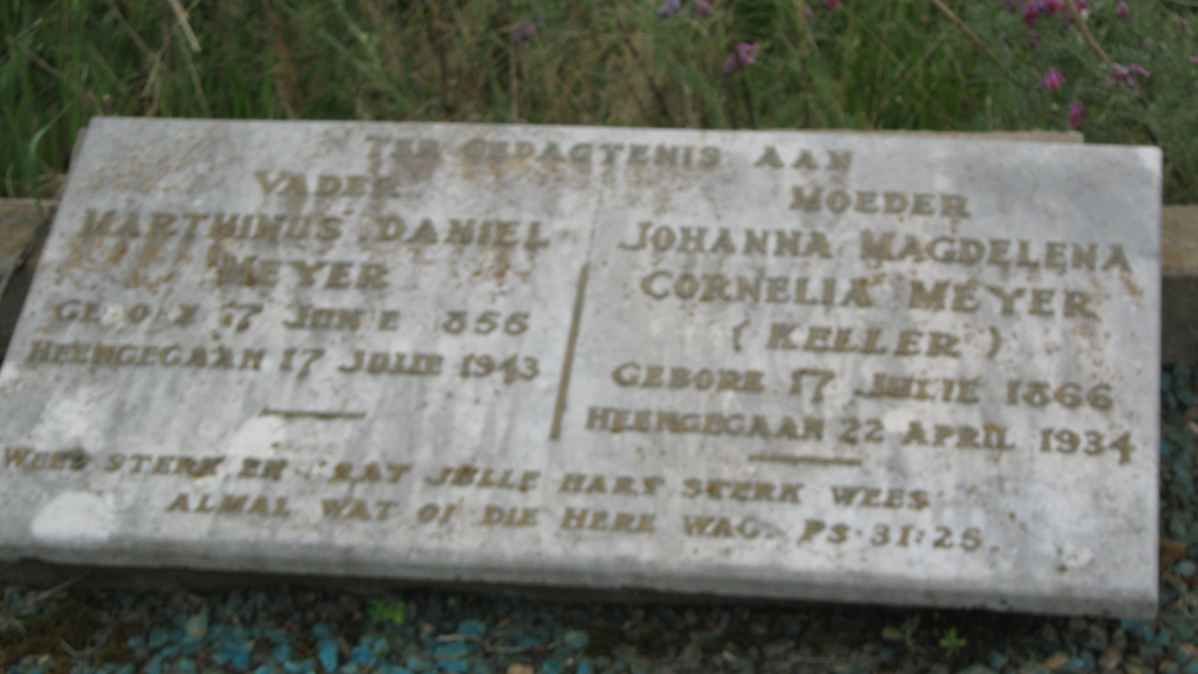 MEYER Marthinus Daniel 1856-1943 &amp; Johanna Magdelena Cornelia KELLER 1866-1934