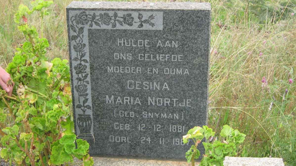 NORTJE Gesina Maria nee SNYMAN 1881-19??