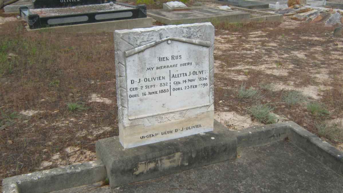 OLIVIER D.J. 1832-1885 &amp; Aletta J. 1836-1895