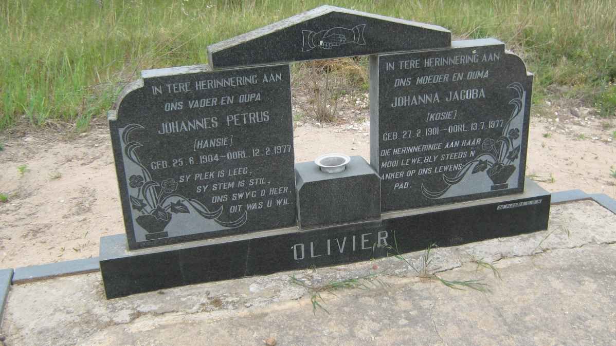OLIVIER Johannes Petrus 1904-1977 &amp; Johanna Jacoba 1901-1977