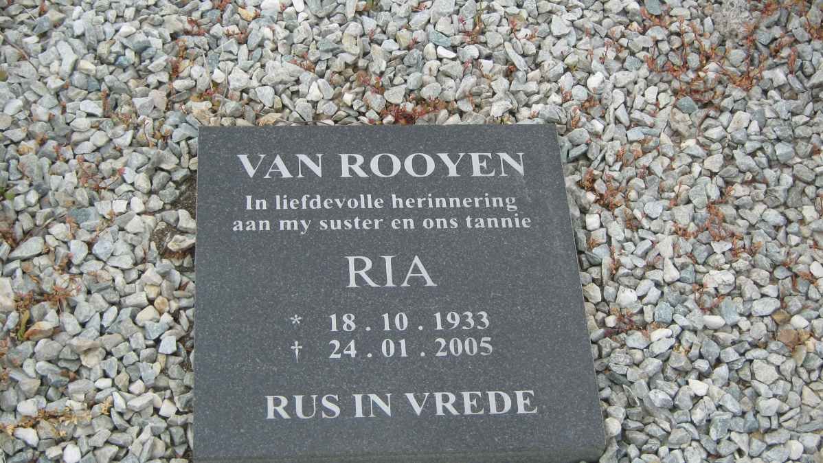 ROOYEN Ria, van 1933-2005