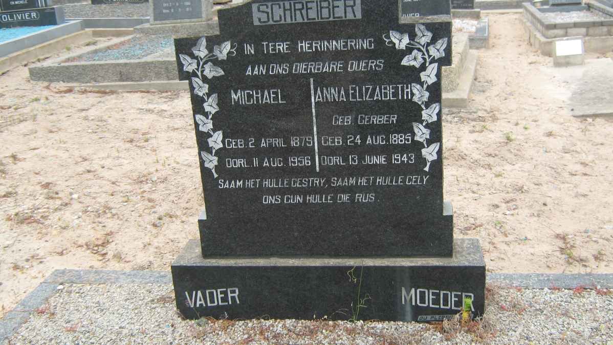 SCHREIBER Michael 1875-1956 &amp; Anna Elizabeth GERBER 1885-1943