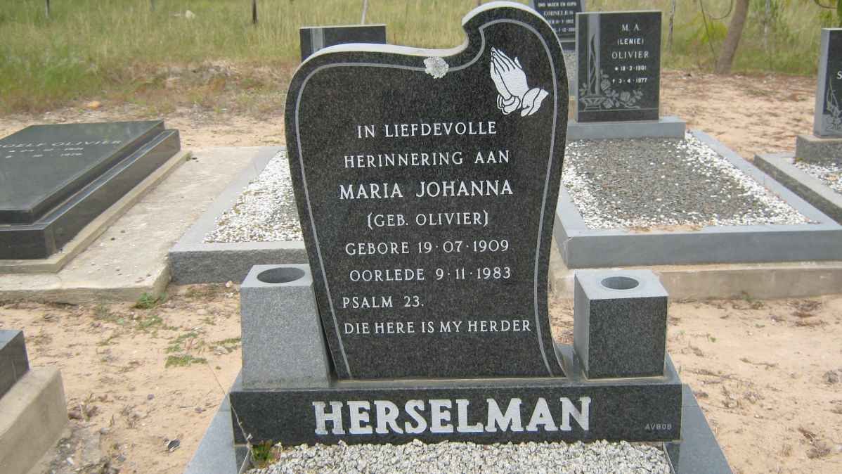 HERSELMAN Maria Johanna nee OLIVIER 1909-1983
