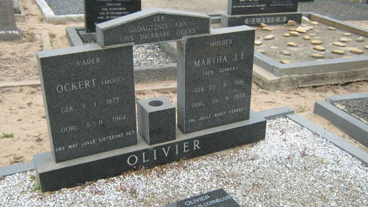 OLIVIER Ockert 1877-1964 &amp; Martha J.E. GERBER 1881-1973