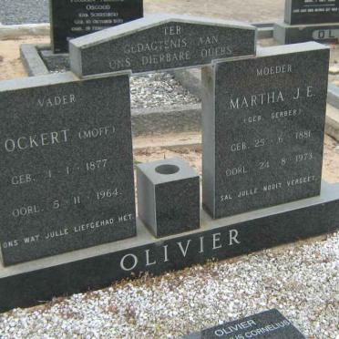 OLIVIER Ockert 1877-1964 &amp; Martha J.E. GERBER 1881-1973