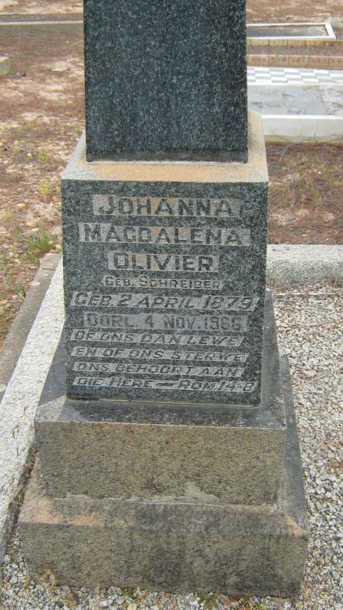 OLIVIER Johanna Magdalena nee SCHREIBER 1879-1966