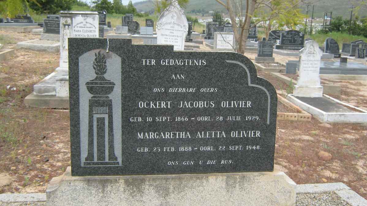 OLIVIER Ockert Jacobus 1866-1929 &amp; Margaretha Aletta 1888-1948