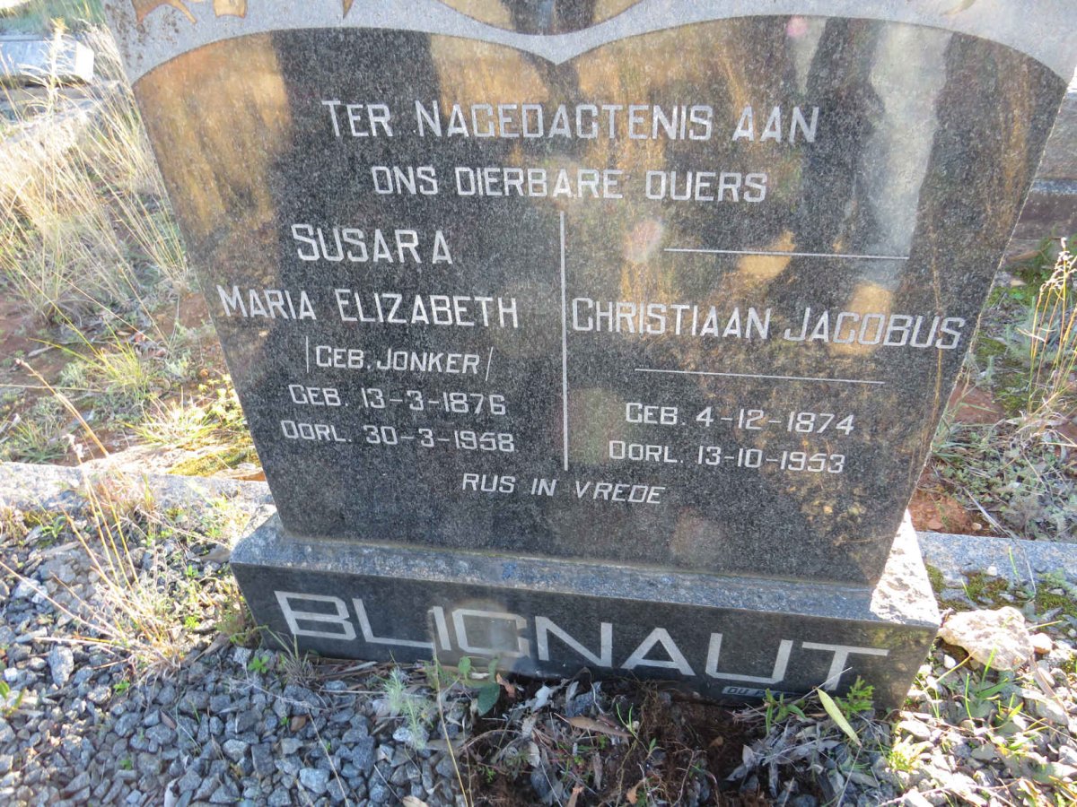 BLIGNAUT Christiaan Jacobus 1874-1953 & Susara Maria Elizabeth JONKER 1876-1958