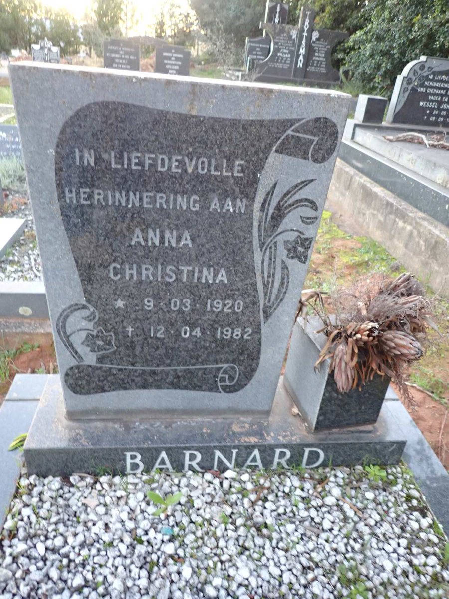 BARNARD Anna Christina 1920-1982