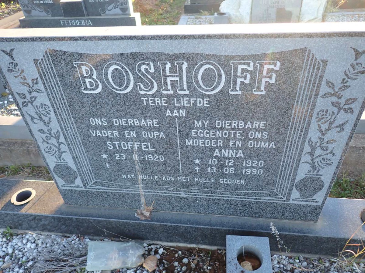 BOSHOFF Stoffel 1920- &  Anna 1920-1990