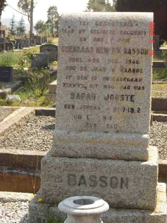 BASSON Coenraad Hendrik -1940 &amp; Sarah Jooste JORDAAN 1912-