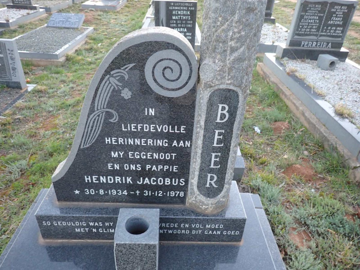 BEER Hendrik Jacobus 1934-1978