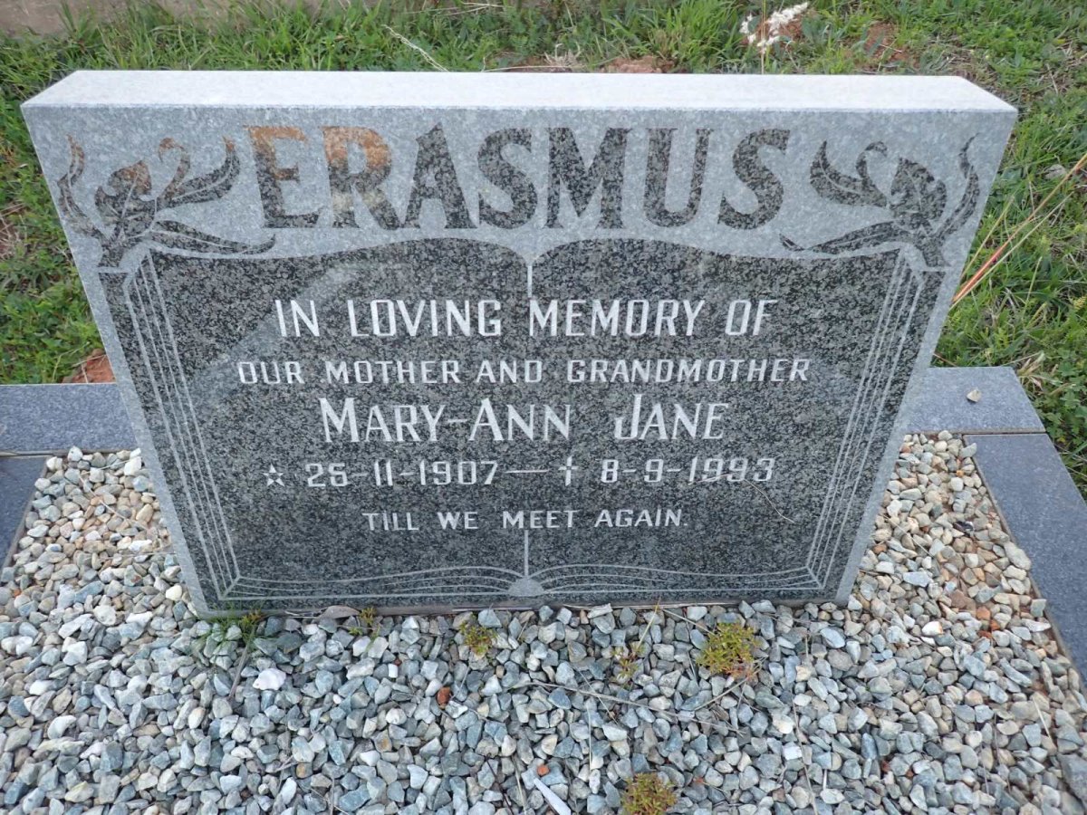 ERASMUS Mary-Ann Jane 1907-1993