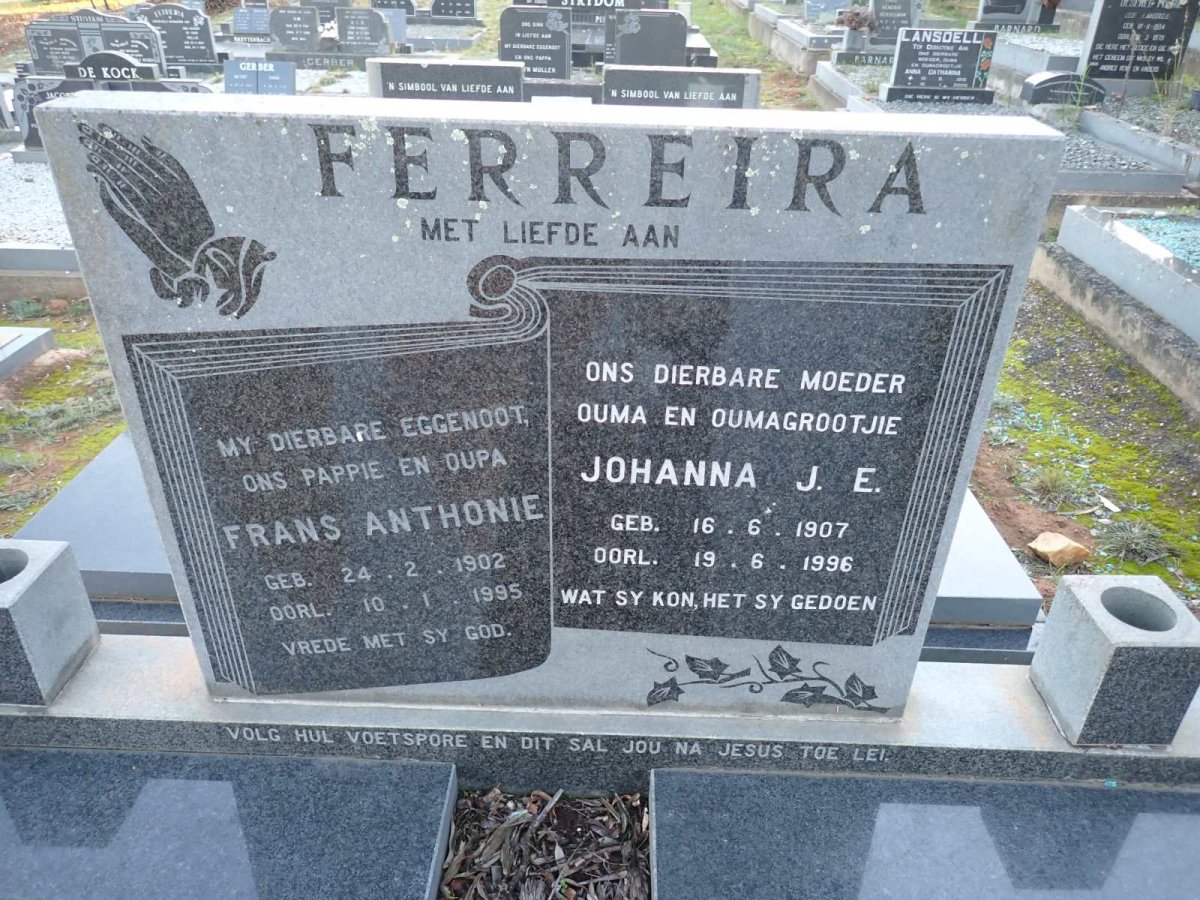 FERREIRA Frans Anthonie 1902-1995 & Johanna J.E. 1907-1996