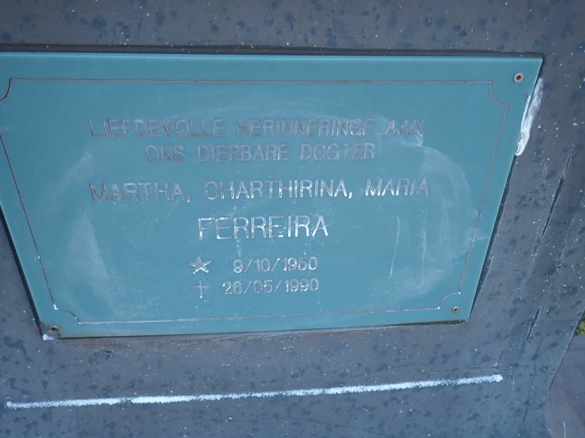 FERREIRA Martha Charthirina Maria 1950-1990