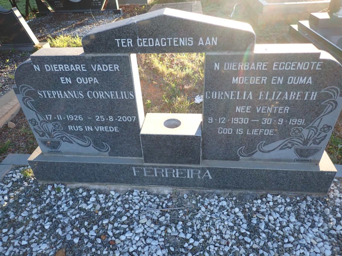 FERREIRA Stephanus Cornelius 1926-2007 & Cornelia Elizabeth VENTER 1930-1991