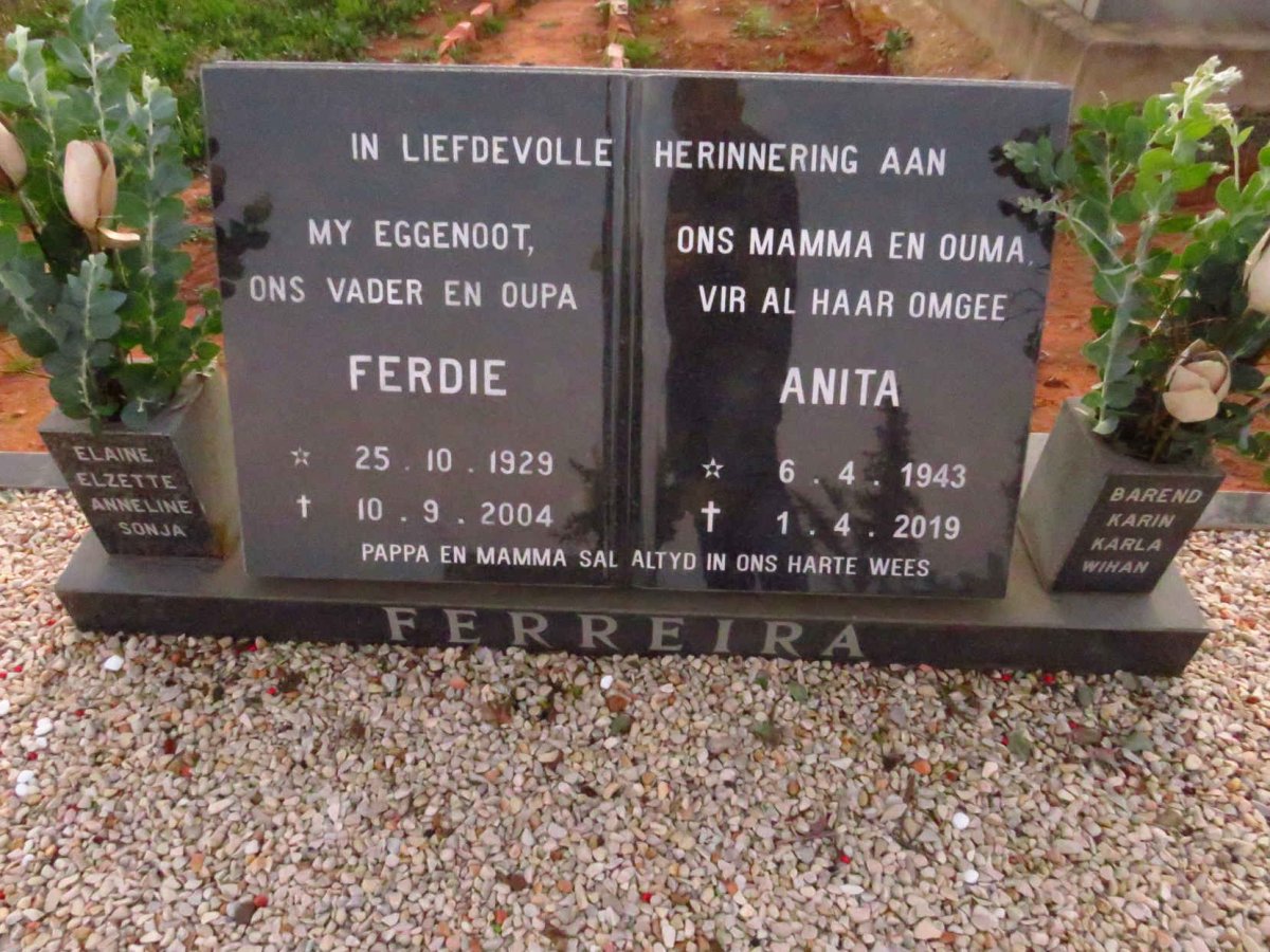 FERREIRA Ferdie 1929-2004 & Anita 1943-2019