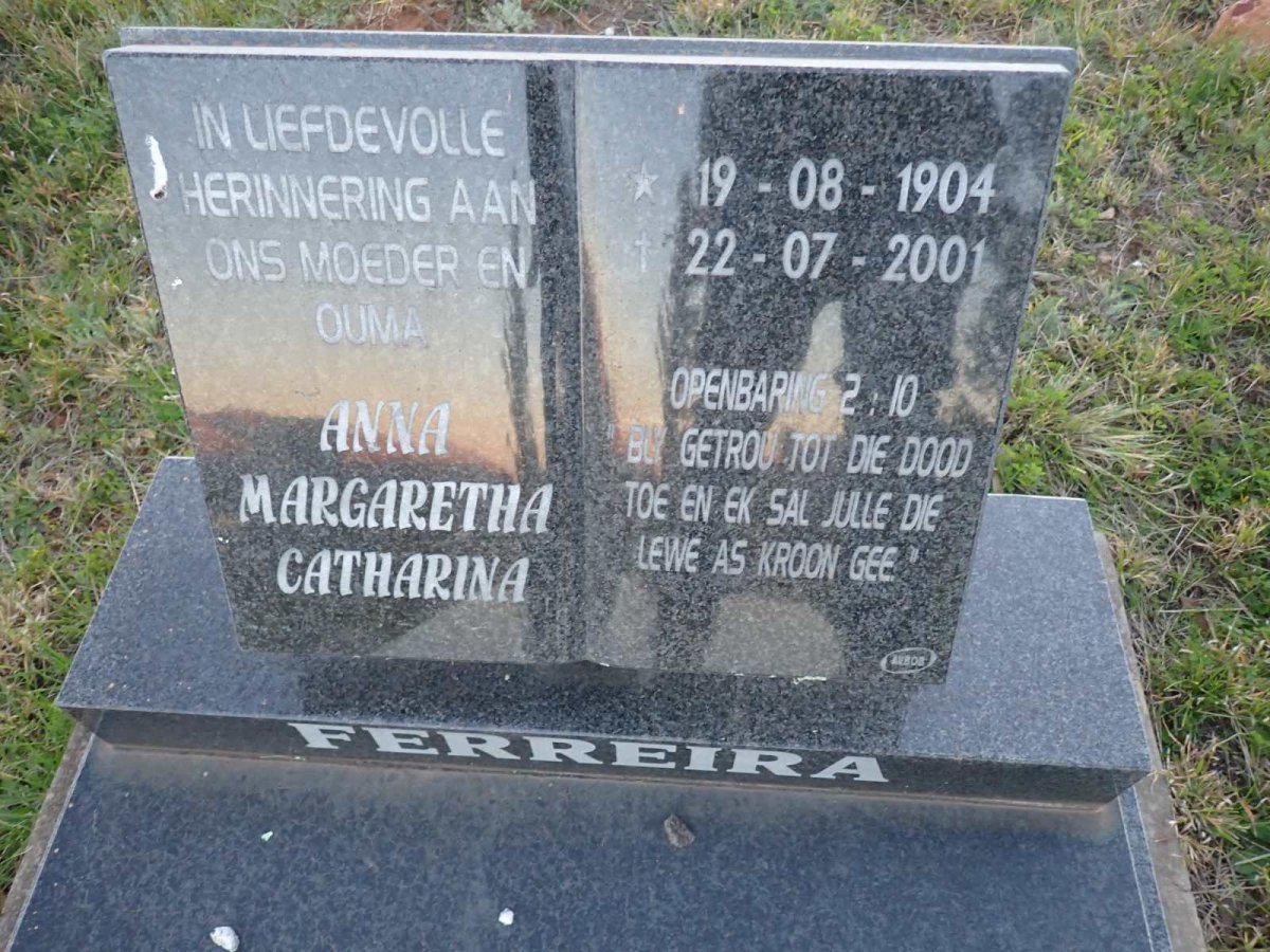 FERREIRA Anna Margaretha Catharina 1904-2001