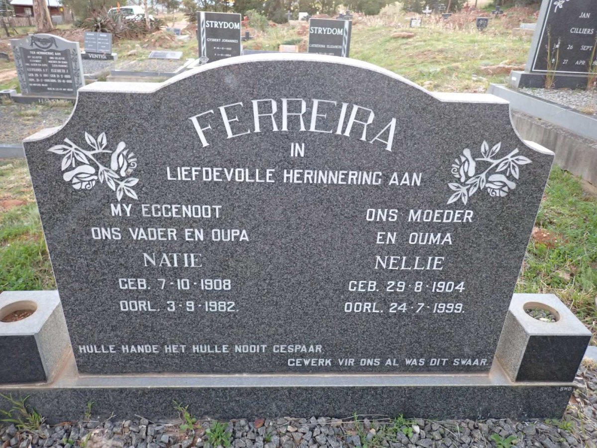 FERREIRA Natie 1908-1982 & Nellie 1904-1999