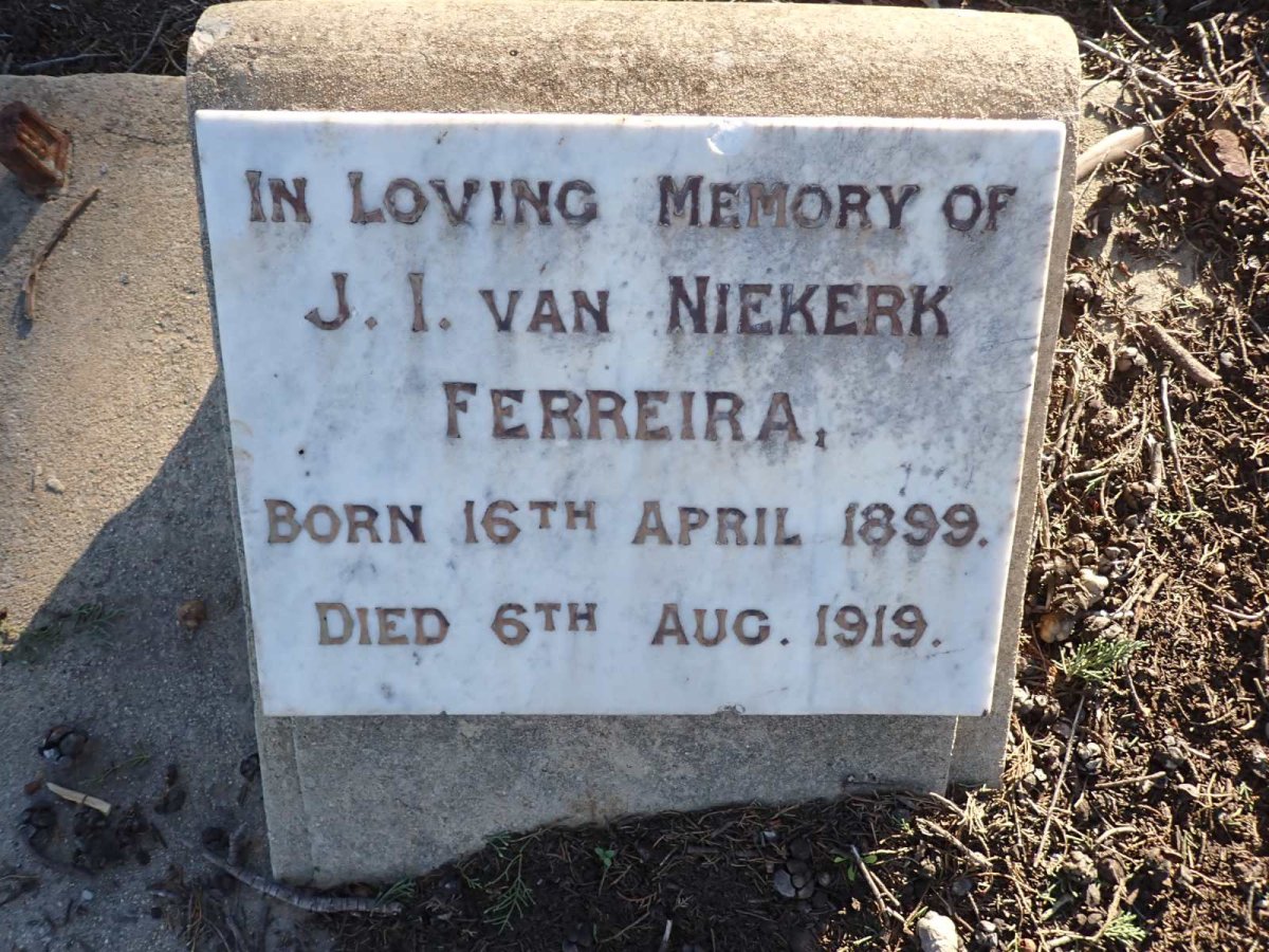 FERREIRA J.I. Van Niekerk 1899-1919