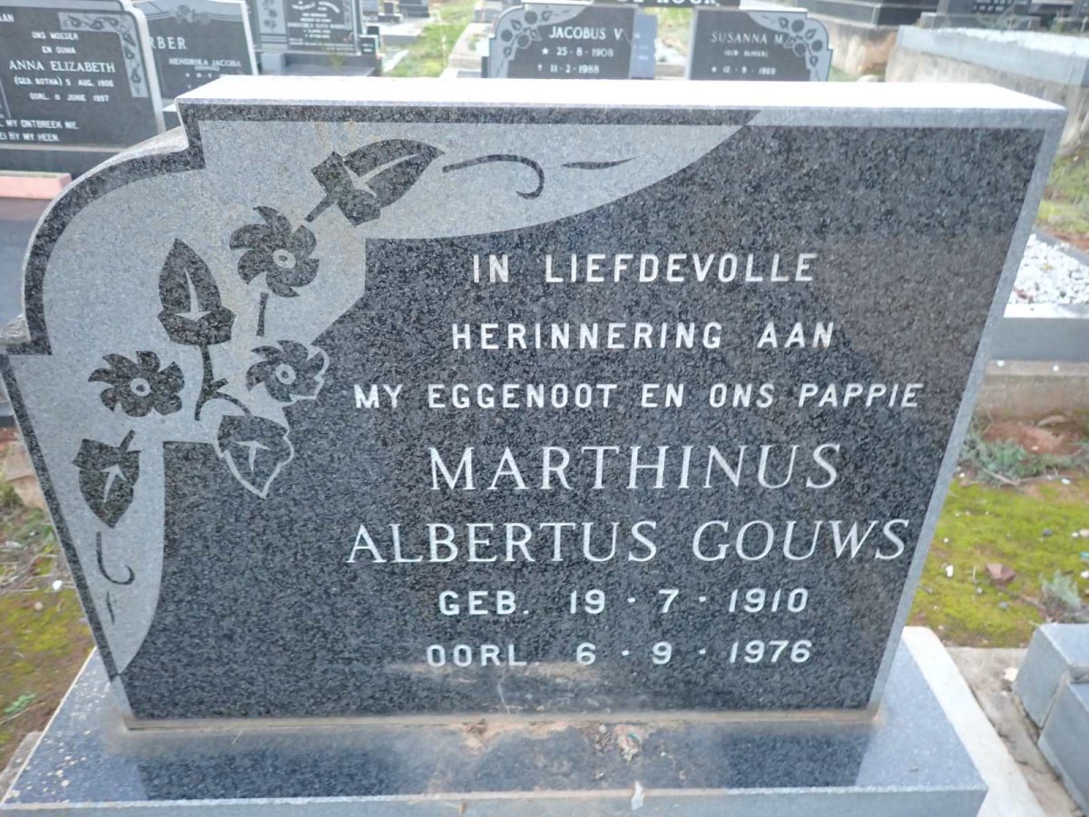 GOUWS Marthinus Albertus 1910-1976