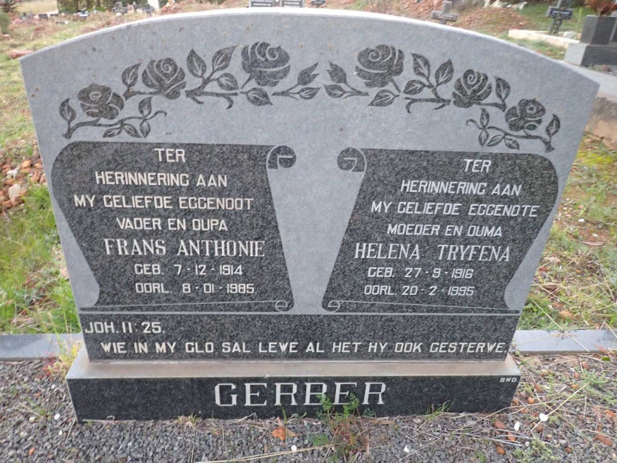 GERBER Frans Anthonie 1914-1985 & Helena Tryfena 1916-1995
