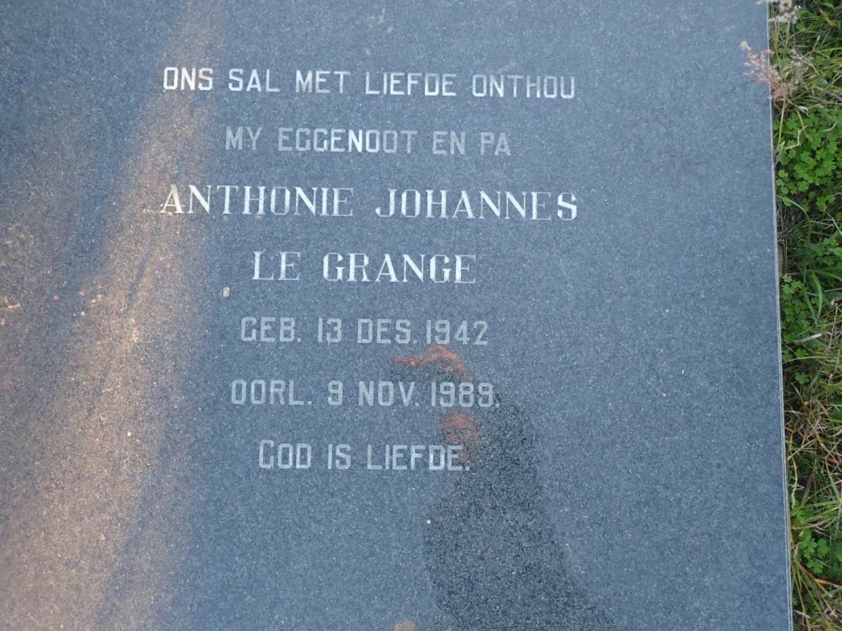GRANGE Anthonie Johannes, le 1942-1989