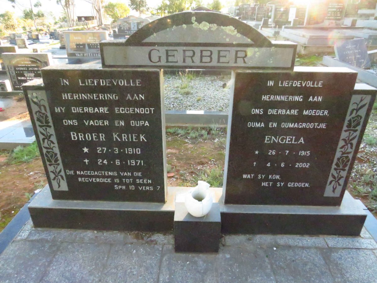 GERBER Broer Kriek 1910-1971 & Engela 1915-2002