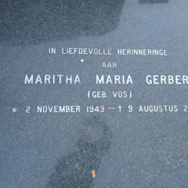 GERBER Martha Maria nee VOS 1949-2001