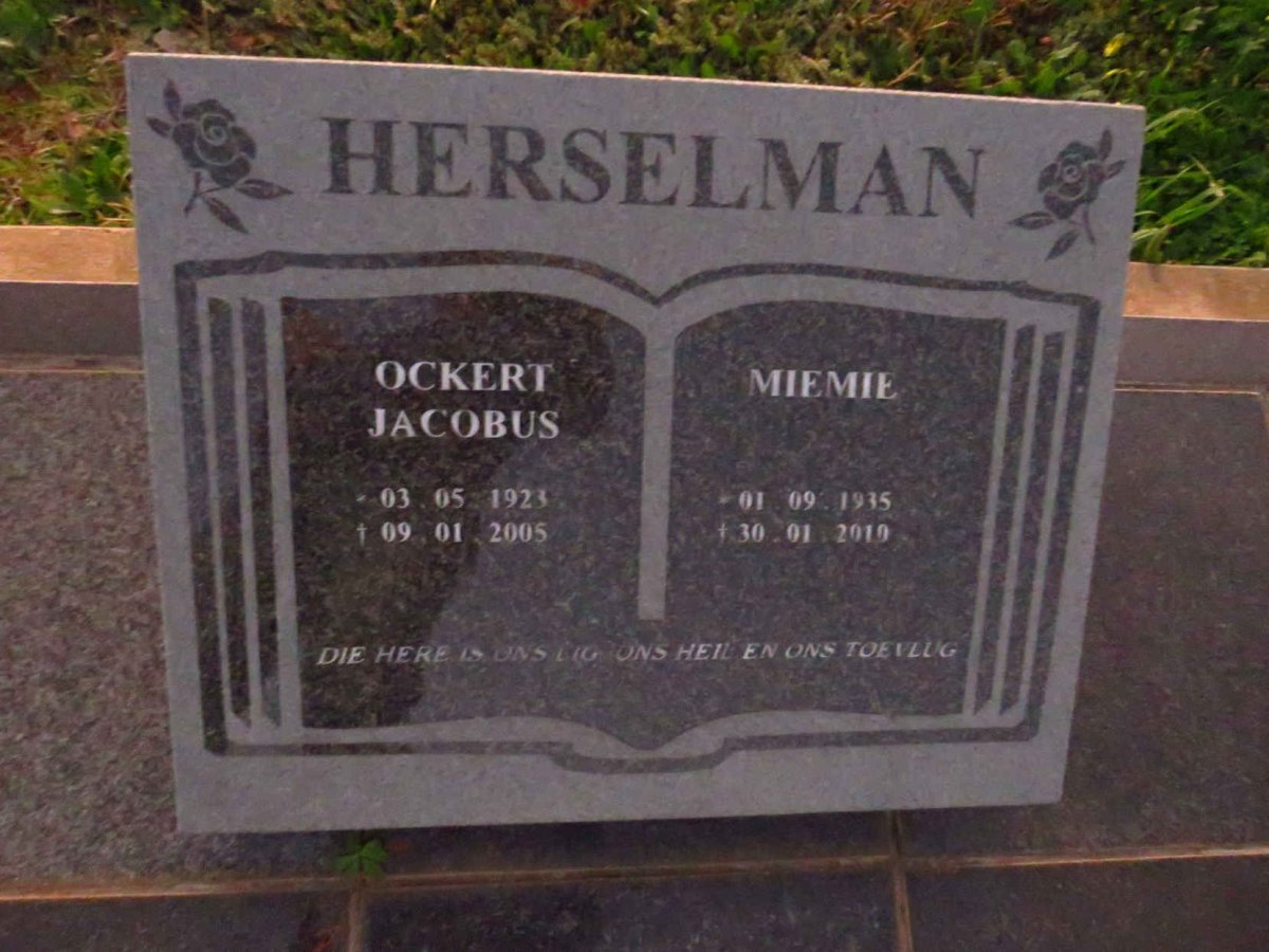 HERSELMAN Ockert Jacobus 1923-2005 & Miemie 1935-2010