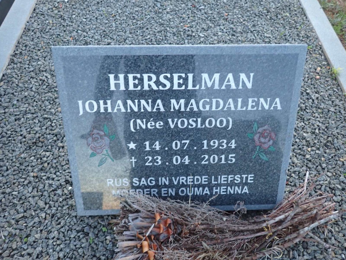 HERSELMAN Johanna Magdalena nee VOSLOO 1934-2015