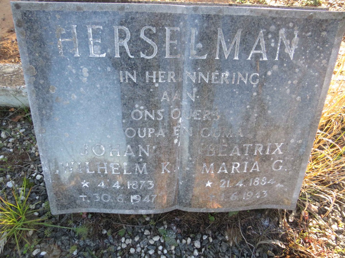 HERSELMAN Johan Wilhelm K. 1873-1947 & Beatrix Maria G. 1884-1943