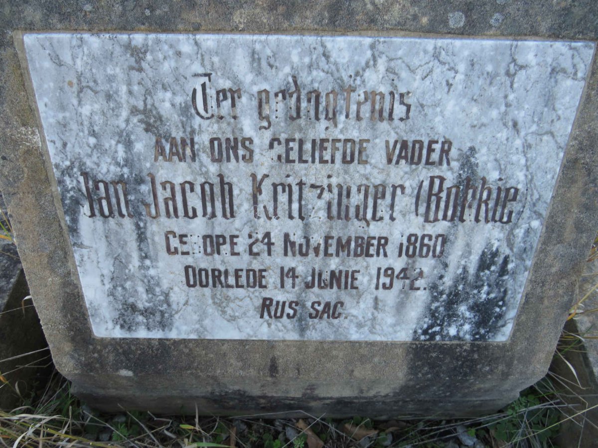 KRITZINGER Jan Jacob 1860-1942