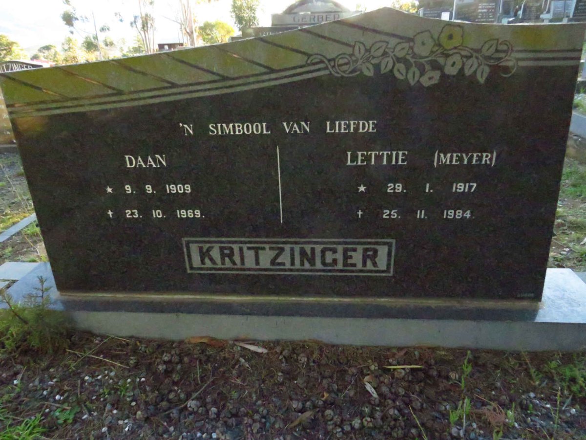 KRITZINGER Daan 1909-1969 & Lettie MEYER 1917-1984