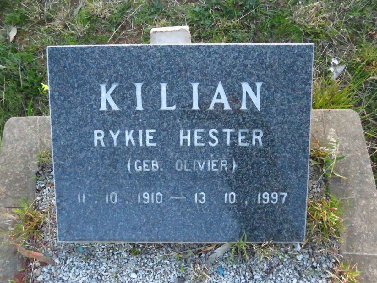 KILIAN Rykie Hester nee OLIVIER 1910-1997