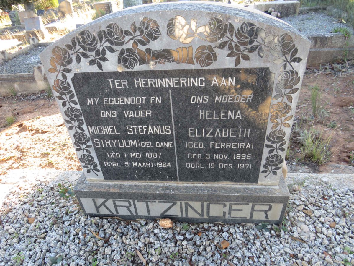 KRITZINGER Michiel Stefanus Strydom 1887-1964 & Helena Elizabeth FERREIRA 1895-1971