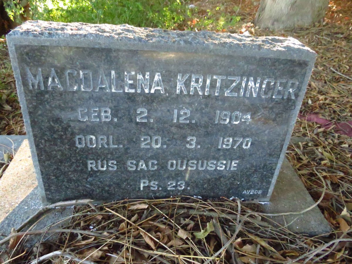 KRITZINGER Magdalena 1904-1970