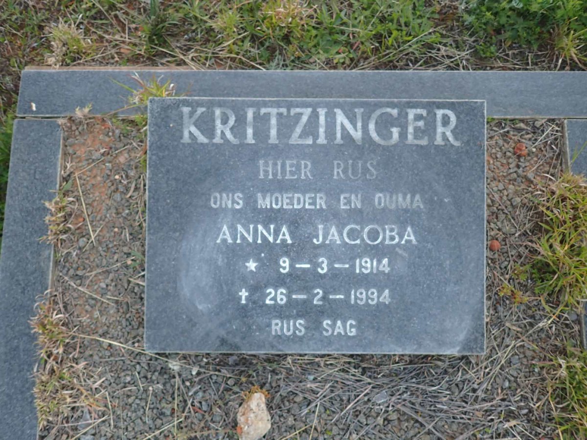 KRITZINGER Anna Jacoba 1914-1994