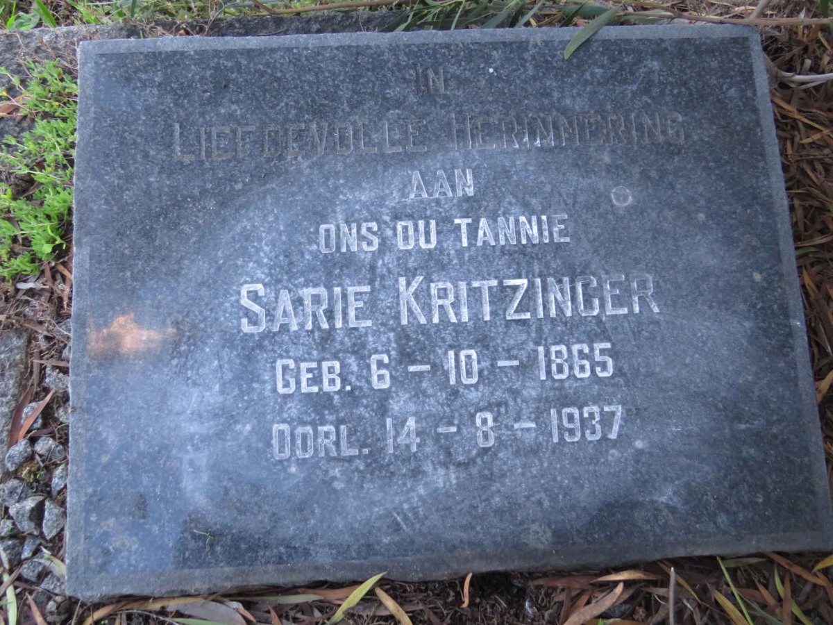 KRITZINGER Sarie 1865-1937